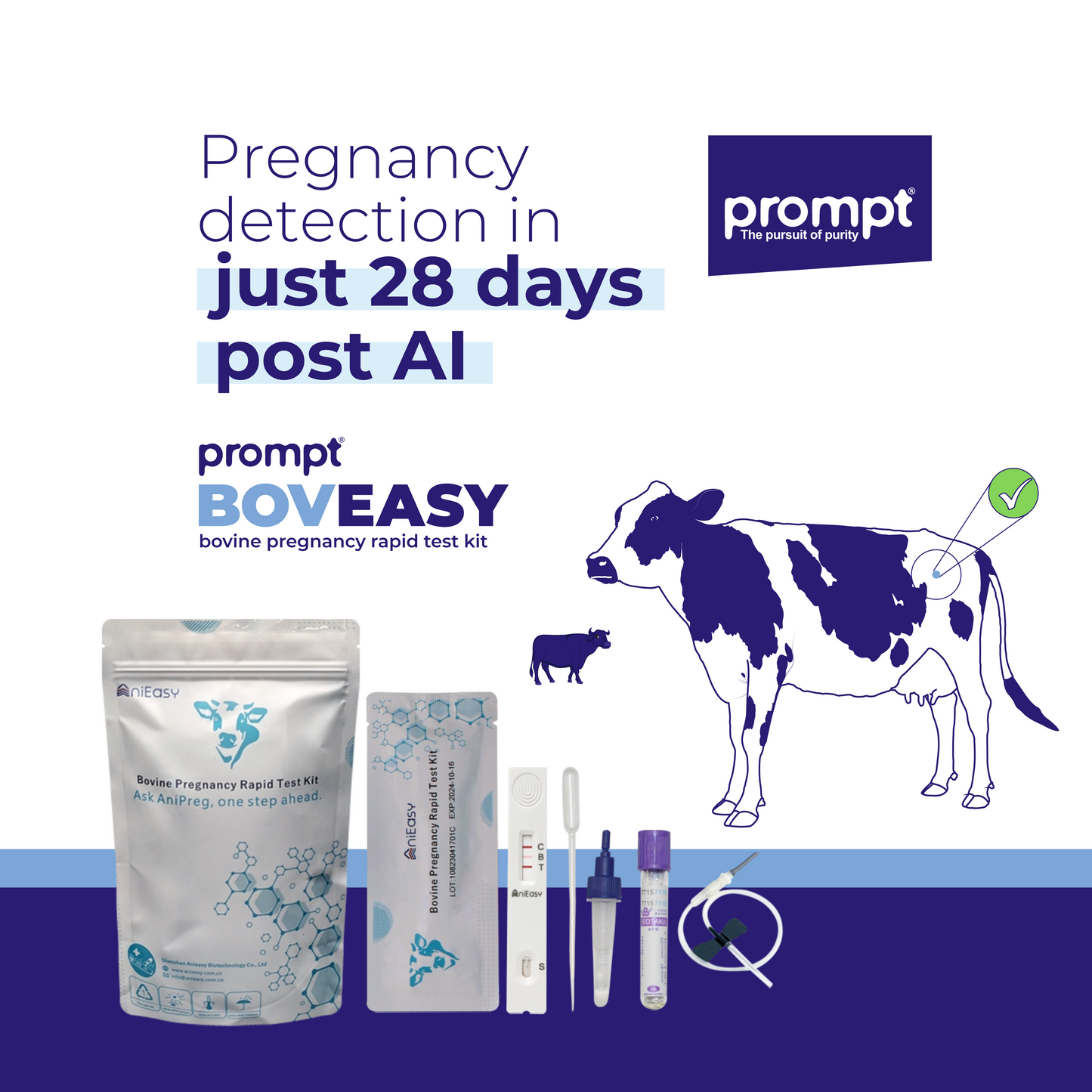 28 Days Bovine Pregnancy Test Kit (Pack of 1)