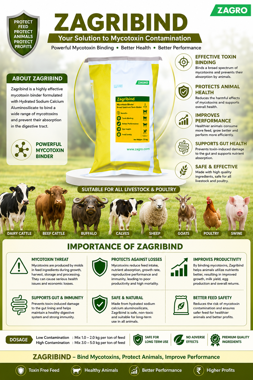 Zagro Toxin Binder Imported 25 KG BAG