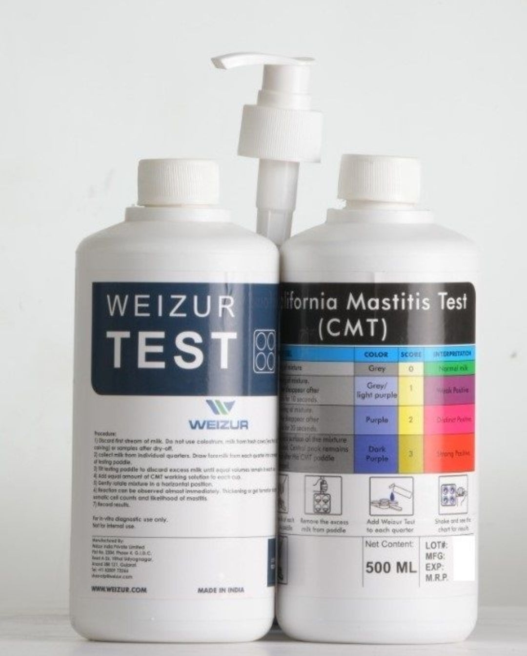CMT-California Mastitis Test Liquid 500ml Bottle and Dispenser